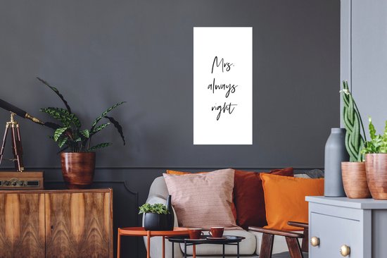 Stickers muraux - Sticker Foil - Citations - 'Mrs. toujours raison' - Mariage - Proverbes - 40x80 cm - Film adhésif - Stickers muraux Chambre d'enfant - Papier peint autocollant