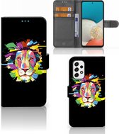 GSM Hoesje Geschikt voor Samsung Galaxy A53 Book Cover Lion Color
