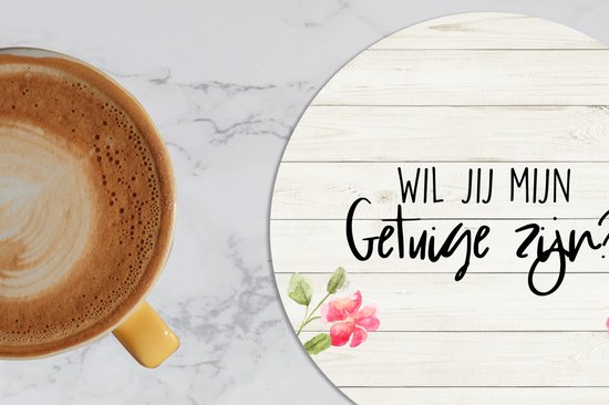 Sous- Sous-verres pour verres - Ronds - Fleurs - 'Will you be my best man?' - Proverbes - Citations - 10x10 cm - Sous-verres - 6 pièces