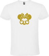 Wit  T shirt met  "Minnie Mouse Love " print Goud size XXXL