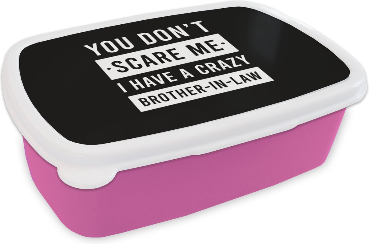 Broodtrommel Roze - Lunchbox - Brooddoos - Humor - Quotes - Broer - 18x12x6 cm - Kinderen - Meisje