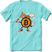 BTC Mascot - Crypto T-Shirt Kleding Cadeau | Dames / Heren / Unisex | Bitcoin / Ethereum shirt | Grappig Verjaardag kado | BTC Tshirt Met Print | - Licht Blauw - XXL