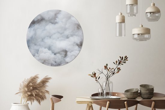WallCircle - Wandcirkel - Muurcirkel - Kleine wolkjes mist - Aluminium - Dibond - ⌀ 90 cm - Binnen en Buiten
