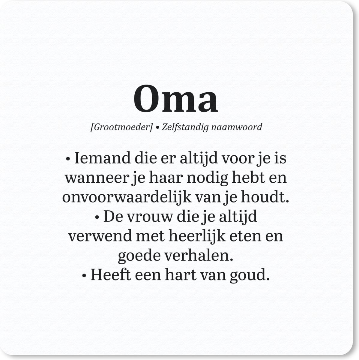 Muismat 30x30 cm - Mousepad Spreuken - Quotes - 'Oma' - Woordenboek - Muismatten