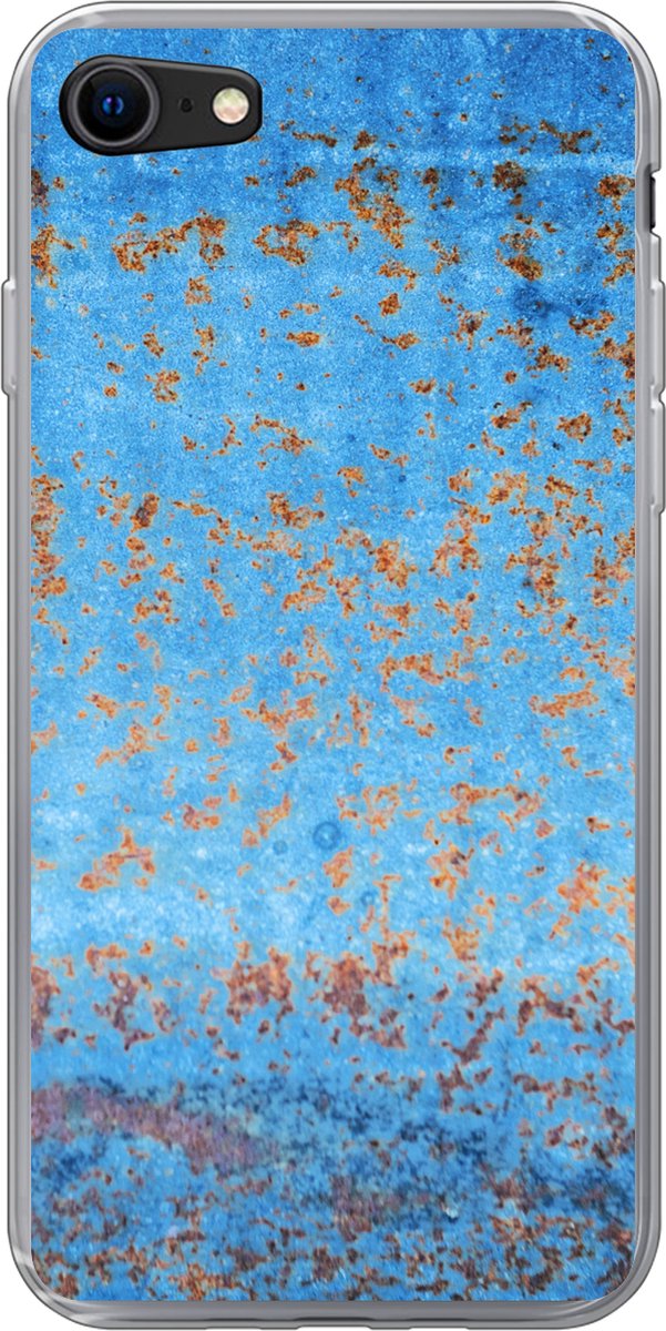 Telefoonhoesje Geschikt voor iPhone 8 hoesje - Blauw - Roest print - Vintage - Siliconen Telefoonhoesje Telefoonhoesje