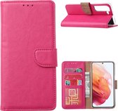 Samsung S22 Hoesje BookCase Pink - Samsung Galaxy s22 hoesje wallet case - Hoesje Samsung S22 bookcase - Galaxy S22 portemonnee hoesje book case cover