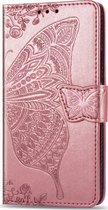 Samsung Galaxy S20 Hoesje - Mobigear - Butterfly Serie - Kunstlederen Bookcase - Roségoud - Hoesje Geschikt Voor Samsung Galaxy S20