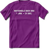 Nationale bier dag T-Shirt | Unisex Kleding | Dames - Heren Feest shirt | Drank | Grappig Verjaardag Cadeau tekst | - Paars - S
