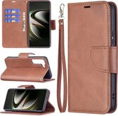Samsung Galaxy S22 Hoesje - MobyDefend Wallet Book Case Met Koord - Bruin - GSM Hoesje - Telefoonhoesje Geschikt Voor Samsung Galaxy S22