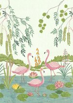 Komar Flamingo Vibes Vlies Fotobehang 200x280cm 4-Banen