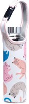 Kattenleven Glazen Waterfles met Neopreen Hoes 500ml