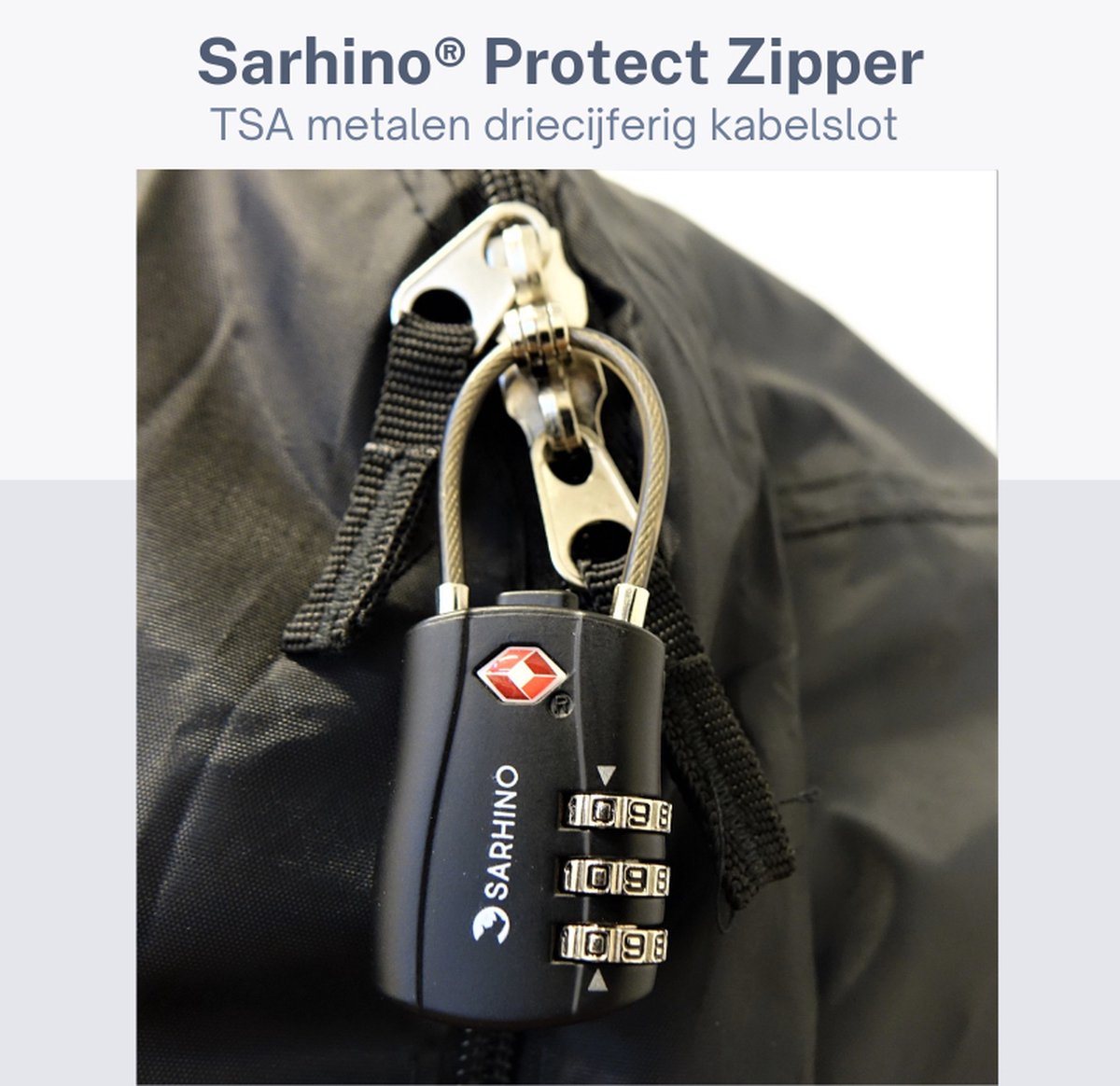 Bol.com Protect Zipper TSA driecijferig kabelslot - zwart aanbieding