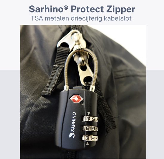 Protect Zipper TSA driecijferig kabelslot - zwart