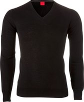 OLYMP Level 5 body fit trui wol met zijde - V-hals - zwart - Maat: M