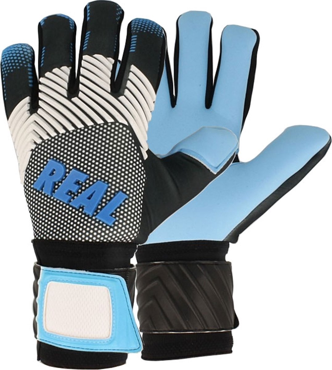 Real Aqua Keepershandschoenen Heren - Zwart / Lichtblauw | Maat: 10,5