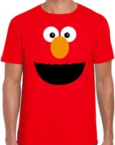 Rode cartoon knuffel gezicht verkleed t-shirt rood voor heren - Carnaval fun shirt / kleding / kostuum 2XL