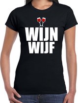 Drank wijn wijf t-shirt zwart voor dames - Drank / wijn fun t-shirts L