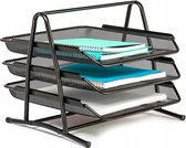 Luxe Mesh Brievenbak Met Uitschuifbare Lade - A4 Bureau Desk Organizer Documentenhouder Postbak - Post/Brieven/Documenten Bakje Houder - Brievenhouder Sorteerrek Met 3 Uittrekbare Vakken - Me