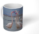 Mok - Kudde flamingo's in het water - 350 ML - Beker - Uitdeelcadeautjes