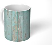 Mok - Hout bedekt met een turquoise kleur - 350 ML - Beker - Uitdeelcadeautjes