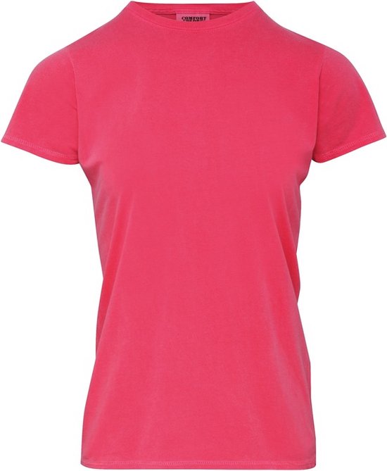 Basic ronde hals t-shirt comfort colors roze voor dames - Dameskleding t-shirt roze M (38/50)