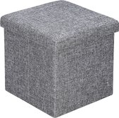 Poef, hocker, lichtgrijs 38x38x38 cm, zitbank met opbergsysteem, opvouwbaar