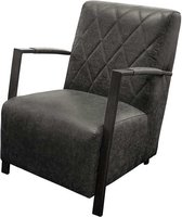 Industriële fauteuil Isabella | lederlook Missouri antraciet 09 | 66 cm breed