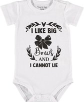 Baby Rompertje met tekst 'I like big bows' | Korte mouw l | wit zwart | maat 62/68 | cadeau | Kraamcadeau | Kraamkado