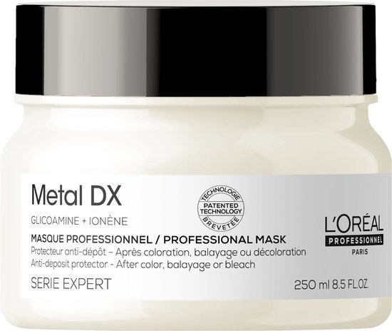 L'Oréal Professionnel Metal DX Haarmasker 250 ml met Glicoamine + Ionene technologie.
