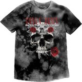 Guns N' Roses Heren Tshirt -S- Flower Skull Grijs