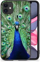 GSM Hoesje iPhone 11 Siliconen Back Cover met Zwarte rand Pauw