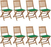 Decoways - Tuinstoelen 8 st inklapbaar met kussens massief acaciahout
