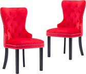 Decoways - Eetkamerstoelen 2 st fluweel rood