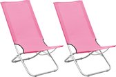 Decoways - Strandstoelen 2 stuks inklapbaar stof roze