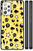 Telefoon Hoesje Geschikt voor Samsung Galaxy A52 | A52s (5G/4G) Silicone Back Cover met Zwarte rand Punk Yellow