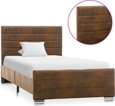 Decoways - Bedframe kunstsuède bruin 100x200 cm