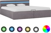 Decoways - Bedframe met hydraulische opslag en LED stof taupe 160x200 cm