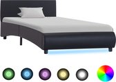 Decoways - Bedframe met LED kunstleer zwart 90x200 cm