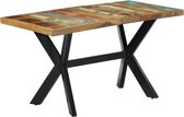 Decoways - Eettafel 140x70x75 cm massief gerecycled hout