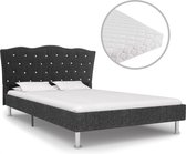 Decoways - Bed met matras stof donkergrijs 120x200 cm