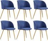 Decoways - Eetkamerstoelen 6 st stof blauw