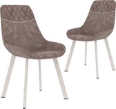 Decoways - Eetkamerstoelen 2 stuks kunstleer bruin