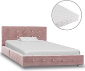 Decoways - Bed met matras fluweel roze 90x200 cm