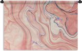 Wandkleed - Wanddoek - Marmer - Pastel - Roze - Blauw - Marmerlook - Abstract - 150x100 cm - Wandtapijt