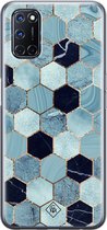 Oppo A52 hoesje siliconen - Blue cubes | Oppo A52 case | TPU backcover transparant