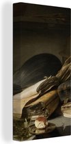 Stilleven schilderij - Boeken - Jan Lievens - Oude meester - Bruin - Canvas stilleven - Stilleven boeken - Wanddecoratie - 40x80 cm