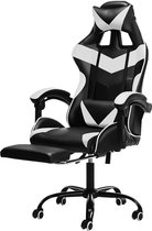 Flanner® Kunstlederen Ergonomische Gaming / Bureau Stoel met Lendesteun – Gamestoel Kunstleder – Ergonomische Computerstoel – Gamingstoel - Bureaustoel – Zwart/Wit Kunstleder