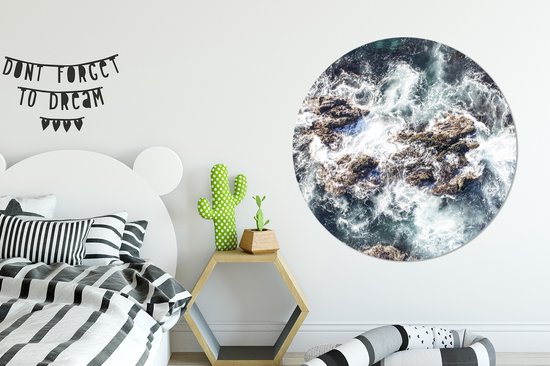 Cercle mural - Cercle mural - Mer - Pierres - Water - Aluminium - Dibond - ⌀ 120 cm - Intérieur et Extérieur XXL