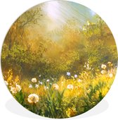 Cercle Mural - Cercle Mural Intérieur - Fleurs - Été - Aquarelle - ⌀ 90 cm - Décoration murale - Peintures Ronds
