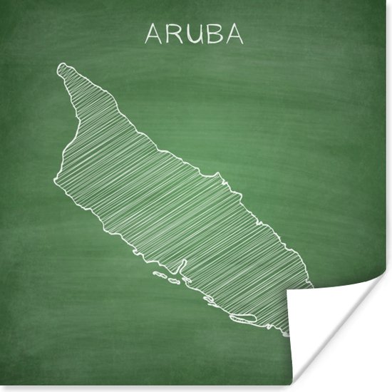 Poster Aruba op een krijtbord - 50x50 cm